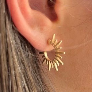 Sunburst Huggie Earrings - Gold